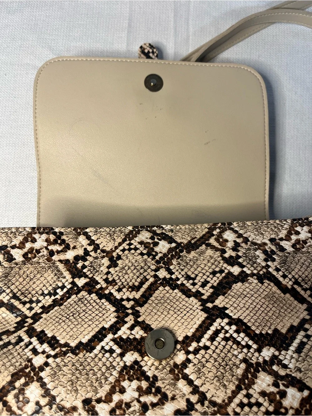 Snake-Print Beige 3-in-1 Convertible Backpack Crossbody Bag with